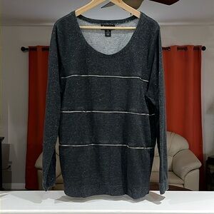 Lane Bryant Plus Size 18/20 Black Sparkle Long Sleeve Shirt With Zipper Detail